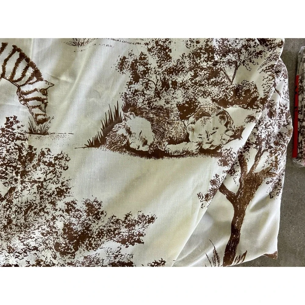 Vintage Montgomery Ward Muslin Fitted Flat Sheet Set Safari Jungle